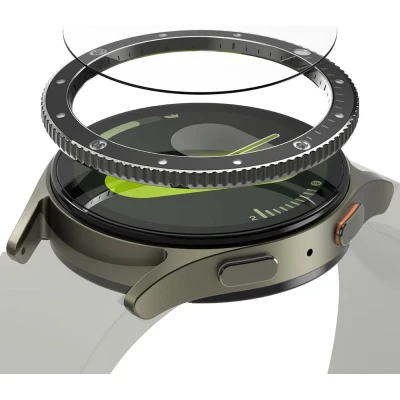 Afbeelding van Ringke Bezel Styling + Tempered Glass Geschikt voor Samsung Galaxy Watch 7 44MM RVS Cover Screen Protector 44 99 Zwart