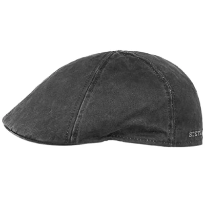 Afbeelding van STETSON Platte pet Newsie heren, zwart.