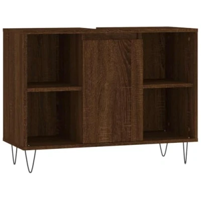 Afbeelding van Badkamerkast 80x33x60 cm bewerkt hout bruineikenkleurig