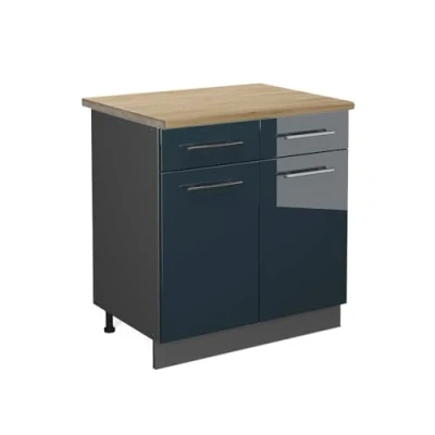 Afbeelding van Vicco Keukenonderkast Fame Line, Donkerblauw hoogglans/Antraciet, 80 cm , WB Eik