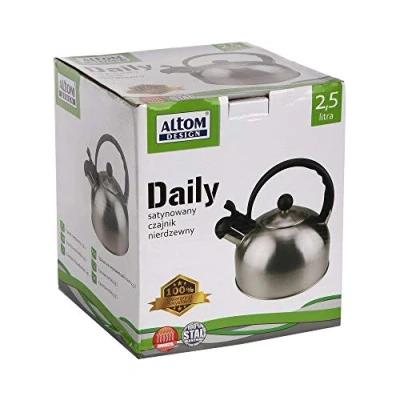 Afbeelding van Altom Design Daily fluitketel geborsteld RVS satijn zilver 2.5 Liter kantelbare fluit geschikt voor alle warmtebronnen koud blijvend hanvat