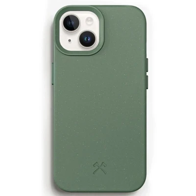 Afbeelding van Woodcessories bio Case MagSafe Geschikt voor iPhone 15 Plus Duurzaam Eco vriendelijk Gemaakt van materialen Midnight Green