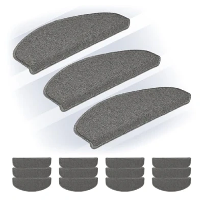 Afbeelding van trapmatten zelfklevend set van 15 halve maantjes 65 x 24 cm grijs