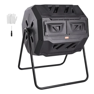 Image de VEVOR Composteur de Jardin Rotatif 162,7 L Double Chambre Bac à Compost Rotatif à 360 en PP sans BPA Charge 50 kg pour Compostage des Déchets Organiques Cuisine Jardinier Terrasse Patio Extérieur