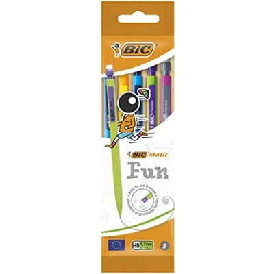 Image de BIC Matic Fun se pare de Couleurs vives pour une version pop&#039;&#039;art. Porte Mines 0,7 mm HB Assorties, Pochette 5