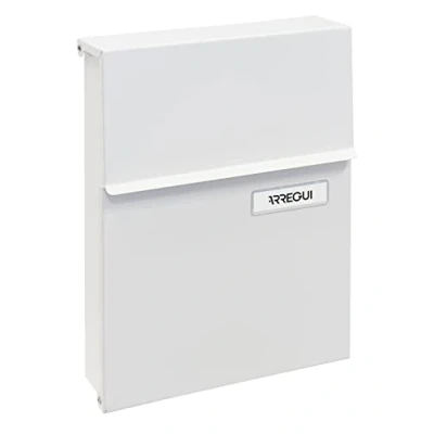 Afbeelding van ARREGUI Line E6801 Individuele brievenbus van staal, maat S (A5 post), met beschermd slot, regenbestendig, kleine wandbrievenbus, eenvoudig te installeren, wit