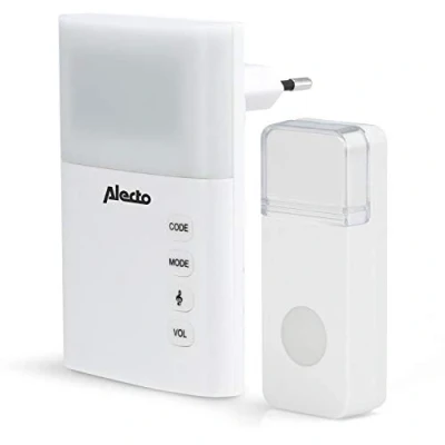 Afbeelding van Alecto Adb 19 Draadloze deurbel met knipperlicht, IP44 waterdicht, bereik 30 m, 36 melodieën, wit