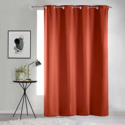 Afbeelding van douceur d&#039;intérieur, Gordijn met ogen (135 x 280 cm), ondoorzichtig, terracotta, ondoorzichtig