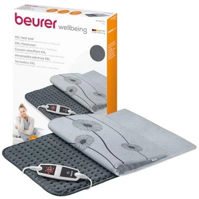 Afbeelding van Beurer HK 125 Elektrisch Warmtekussen XXL Heating pad 60 x 40 cm Getest &quot;Zeer Goed&quot; 6 Warmtestanden Max. 65C Snelle opwarming Automatische uitschakeling Fleece Hoes machinewasbaar 3 Jaar garantie Grijs
