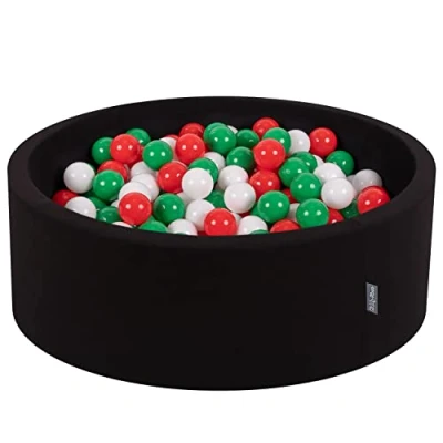 Afbeelding van KiddyMoon ballenbad 90 x 30 cm / 300 ballen met een diameter van 7 cm, rond, gemaakt in de EU, Italië: groen/wit/rood