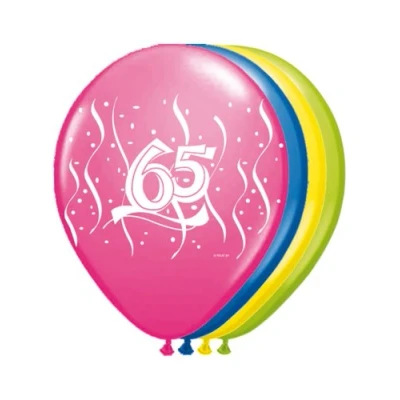Afbeelding van Ballonnen 65 jaar swirl 8 stuks