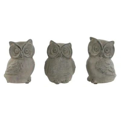 Afbeelding van Decoratieve figuren Home ESPRIT Grijs Uil Verouderde afwerking 10 x 9 14 cm (3 Stuks)