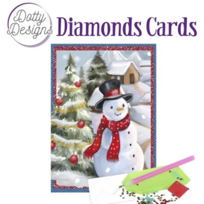 Afbeelding van Dotty Designs Diamond Cards Snowman in a Christmas village
