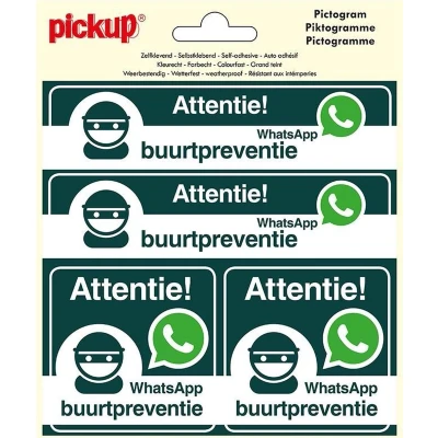 Afbeelding van Pickup Pictogram Vinyl 15x15cm 4 Op 1 Whatsapp Buurtpreventie