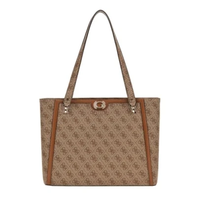Afbeelding van GUESS Schoudertas Orlina Logo Noel Tote Latte / Brown Lichtbruin