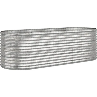 Afbeelding van Plantenbak 224x80x68 cm gepoedercoat staal zilverkleurig