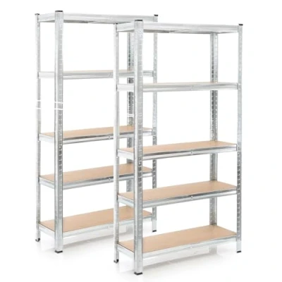 Afbeelding van Wiltec Set van 2 zware rekken 180 x 90 40 cm, totale belasting 875 kg, verzinkt stalen steekrek met 5 planken, werkplaatsrek