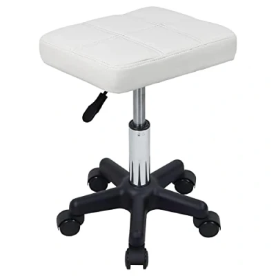 Afbeelding van Hexagon rolkruk, in hoogte verstelbare kruk met wielen voor spa salon massage, wit