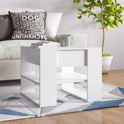 Afbeelding van Salontafel 55,5x55x45 cm bewerkt hout wit
