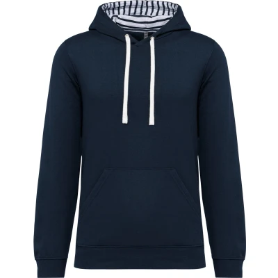 Afbeelding van Kariban Unisex sweater met capuchon contrasterend motief K4013 Navy / Mariniere