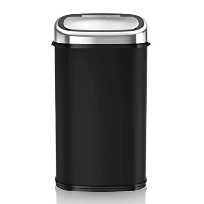 Afbeelding van Tower T80900 Roestvrijstalen afvalemmer met automatische sensor soft close functie, handmatige openingsoptie, 58 l, zwart