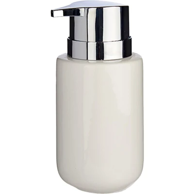 Afbeelding van Berilo zeeppompje/dispenser van keramiek wit/zilver 350 ml