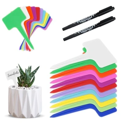 Afbeelding van 150 stuks plantenetiketten, tuinaccessoires, waterdicht, kunststof etiketten, levering met 2 markers, geschikt voor groentetuin, binnentuin, planten, kruiden (50 wit + 100 kleuren)