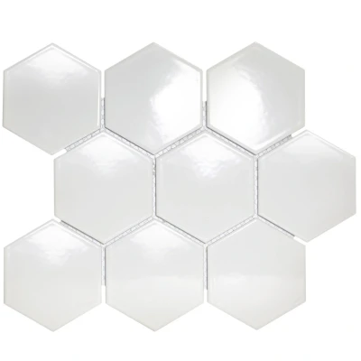 Afbeelding van The Mosaic Factory Barcelona White Glossy Hexagon 9,5x11 cm