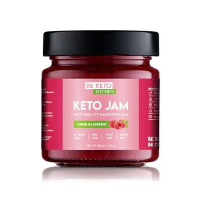 Afbeelding van BeKeto Keto jam Super Framboos 200g Koolhydraatarme vriendelijke vegan, glutenvrij, natuurlijk en absoluut suikervrij.