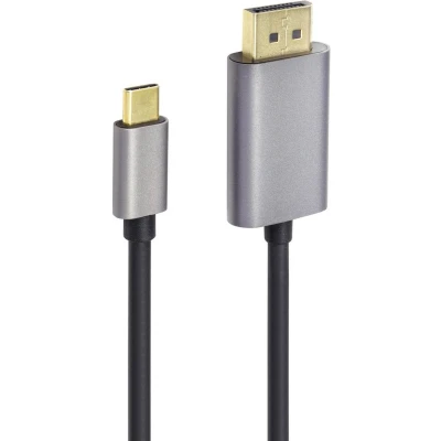 Afbeelding van Renkforce RF 4600984 USB C displaykabel / DisplayPort Adapterkabel stekker, stekker 1.00 m Zwart 8K UHD