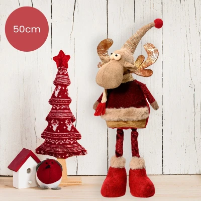 Afbeelding van Polyester rendier bruin met beige muts 50cm