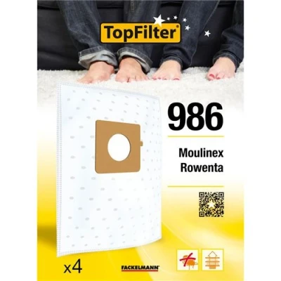 Image de Lot de 4 sacs aspirateur pour Rowenta et Moulinex TopFilter Premium ref 64986