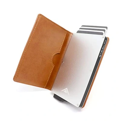 Afbeelding van Stealth Wallet Minimalistische portefeuille met pop up kaarthouder, in geschenkdoos, van licht en dun aluminium, creditcard etui RFID /NFC blokkering, Minimalistisch