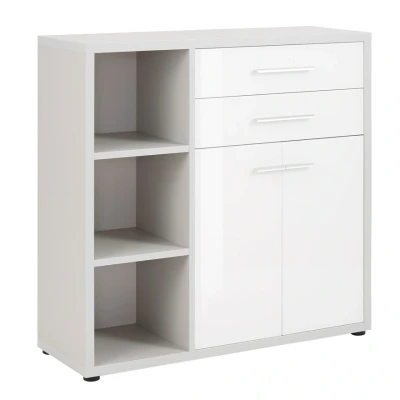 Afbeelding van Dressoir Banco 110 cm hoog in platina grijs met wit