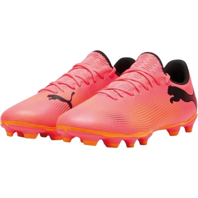 Afbeelding van Puma Future 7 PLAY FG/AG Voetbalschoenen met kunststof noppen, Heren, Maat: 44.5, Sunset glow/black/sun stream Kunststof/ textiel