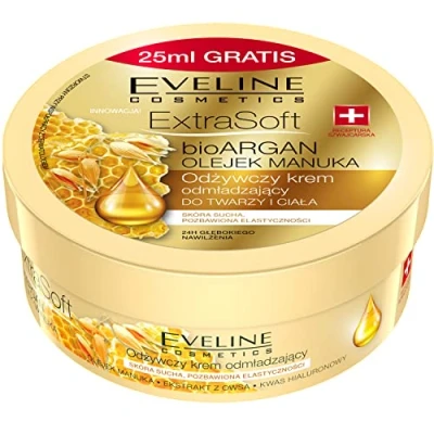 Afbeelding van Eveline Extra Soft Bio Argan Nourishing Facial And Body Avenging Cream Oil Manuka 175Ml