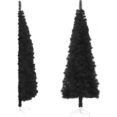 Afbeelding van Kunstkerstboom Half Met Standaard Smal 210 Cm Zwart