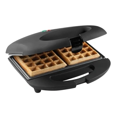 Afbeelding van Bestron Wafelijzer voor 2 Brusselse wafels, Wafelmaker met antianbaklaag &amp; indicatielampje, 700W, kleur: Zwart