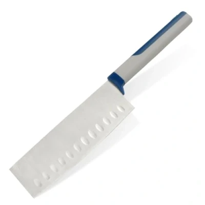 Afbeelding van Tasty Groentehakmolen 15 cm, scherp lemmet van roestvrij staal, duurzaam keukenmes met ergonomisch zacht aanvoelende handgreep, kleur: blauw en grijs