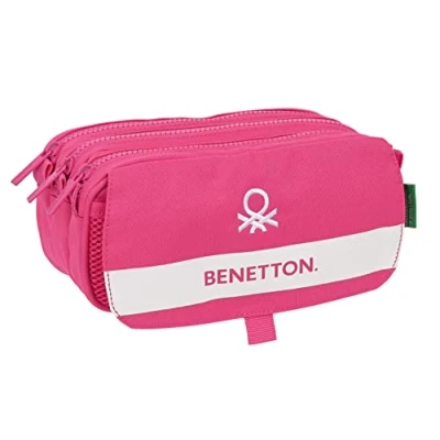 Afbeelding van Pennenetui met 3 vakken Benetton Raspberry 21,5 x 10 8 cm Fuchsia
