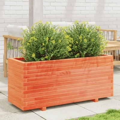 Afbeelding van Plantenbak 110x40x49,5 cm massief grenenhout wasbruin