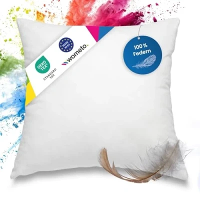 Afbeelding van Verenkussen, 100% veren, 60 x cm, 800 g, oekoTex kussen, vulkussen, katoen, wit, binnenkussen, kussenvulling, hoofdkussen (vele maten)