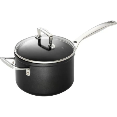 Afbeelding van Le Creuset Anti aanbak Steelpan In Zwart 18cm 2,8l Met Glazen Deksel