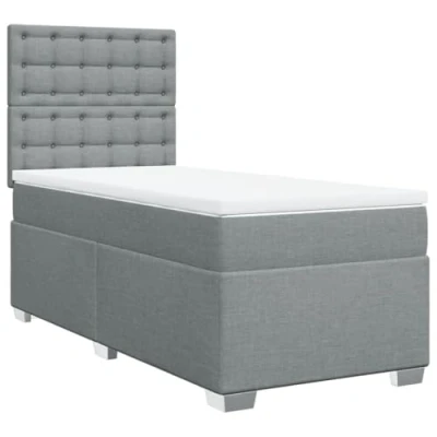 Afbeelding van vidaXL Boxspring met matras stof lichtgrijs 100x200 cm