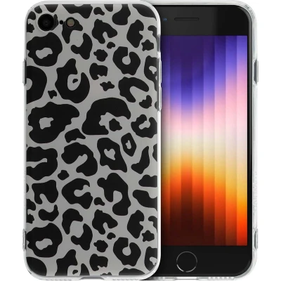 Afbeelding van iMoshion hoesje Geschikt voor iPhone SE (2022) / (2020) 8 7 Siliconen Design Meerkleurig Leopard Transparent