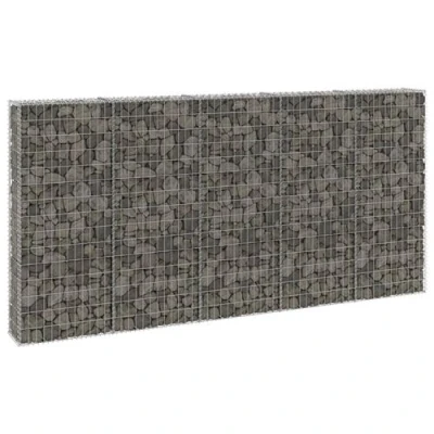 Image de vidaXL Mur en gabion avec couvercles Acier galvanisé 300x30x150 cm
