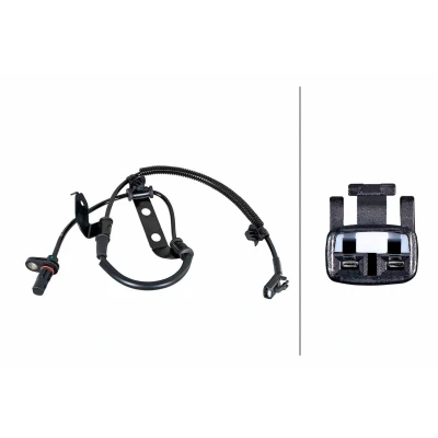 Afbeelding van HELLA 6PU 358 252 331 ABS Sensor met bevestigingsklemmen aan de kabel Geluidsensor 2 polig 720mm KIA: cee‘d I Hatchback