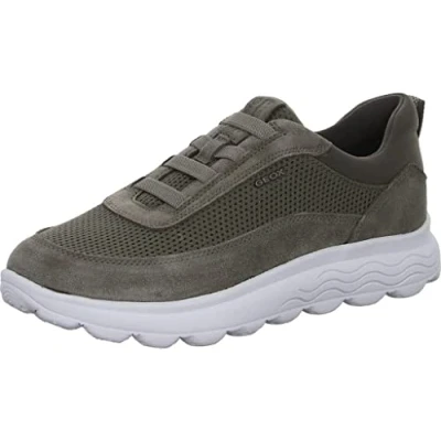 Afbeelding van Geox Spherica Sportliche Sneakers laag Dove grey, Heren, Maat: 45, grey Leer en textiel