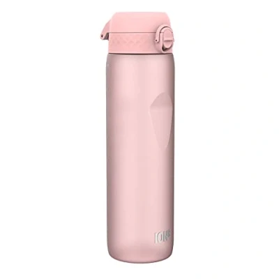Afbeelding van Ion8 Drinkfles, 1 l, 1000 ml, lekvrij, gemakkelijk te openen, veilige vergrendeling, draaggreep, vaatwasmachinebestendig, BPA vrij, ideaal voor sport en sportschool, lichtroze