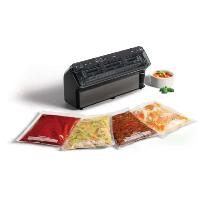 Afbeelding van FoodSaver Elite alles in één vloeistof+ vers voedsel tot 5 x langer, vloeibare afdichting, met 1 rol (28 cm 2,43 m) en 4 vacuümzakken (0,94 l 3,78 l) [VS5910X]